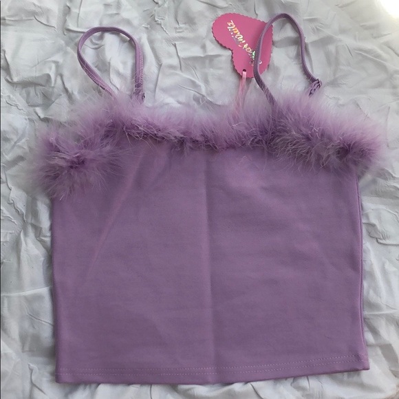 Tank w/ feather neckline - Picture 2 of 2